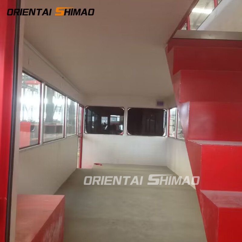 Multi-functional Street Mobile Hot Dog Trailers Double Decker BBQ Bus Fast Food Carts Food Truck With Sliding Glass windows