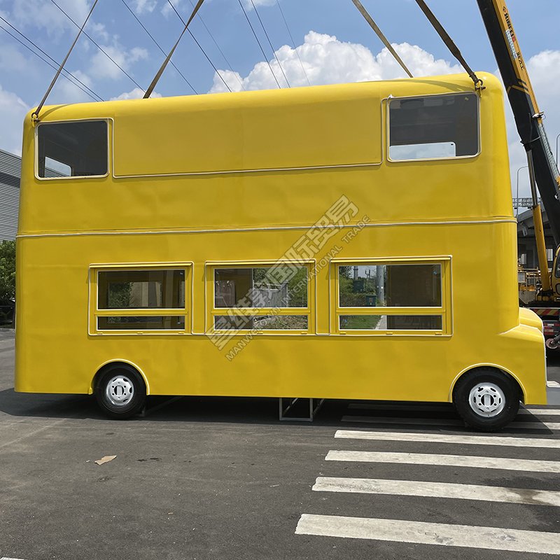 Professional Customization Mobile Double Decker-Bus Food Truck Ice Cream Mobile Trailers Catering Truck Snack Cart for Sale