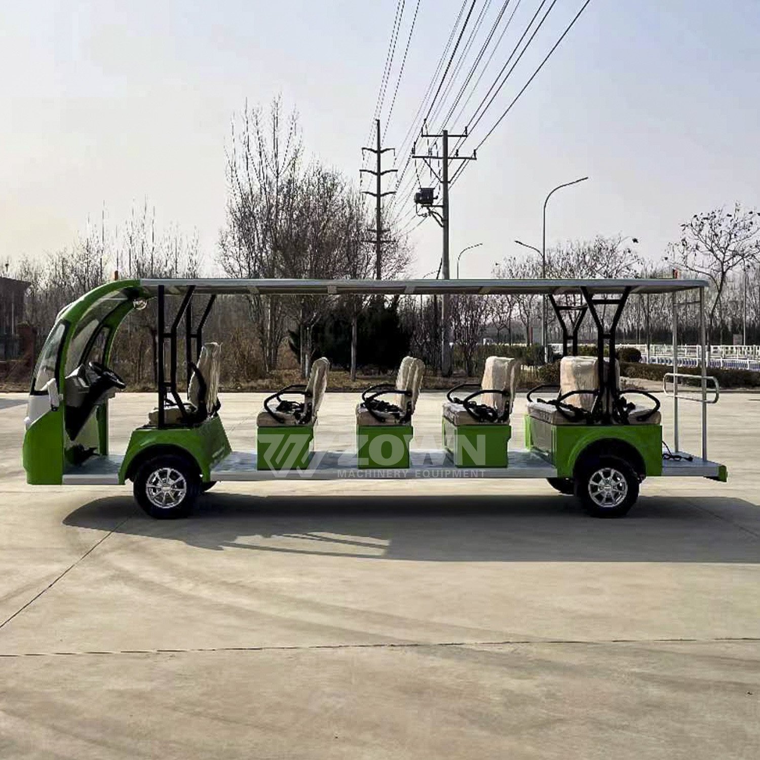 China Manufacturer Electric Bus 72V Battery 17 Seats Electric Sightseeing Bus Without Door Shuttle Car