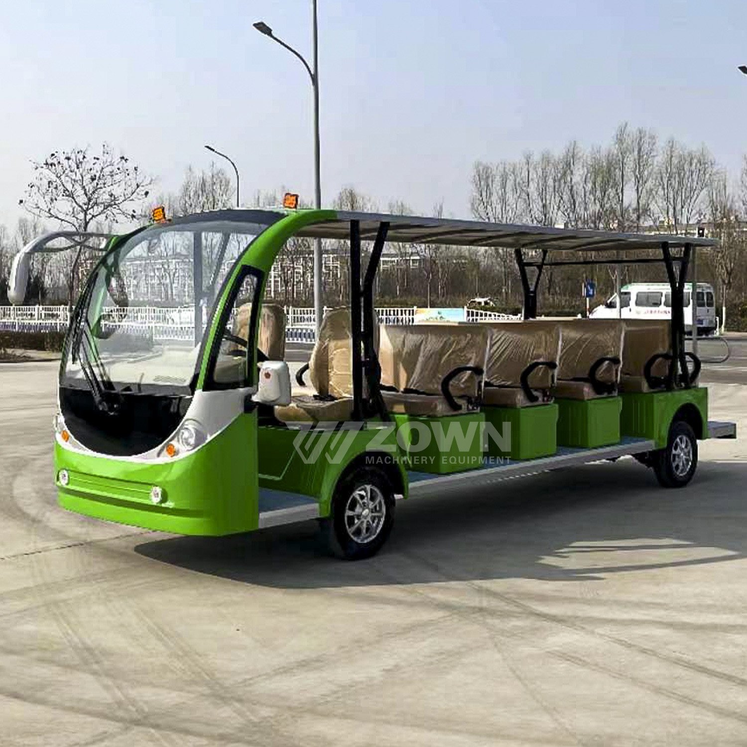 China Manufacturer Electric Bus 72V Battery 17 Seats Electric Sightseeing Bus Without Door Shuttle Car