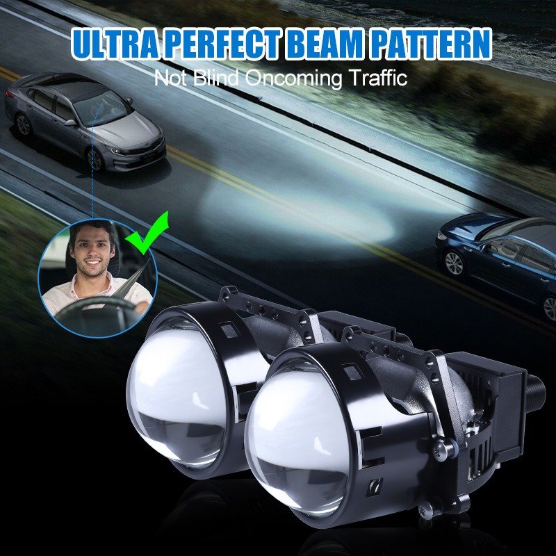 H4 H7 9005 9006 Projector Light 3 Inch Universal Auto BILED Laser Projector Lens Car Headlight 90W 6000k 12000LM Led Bulbs