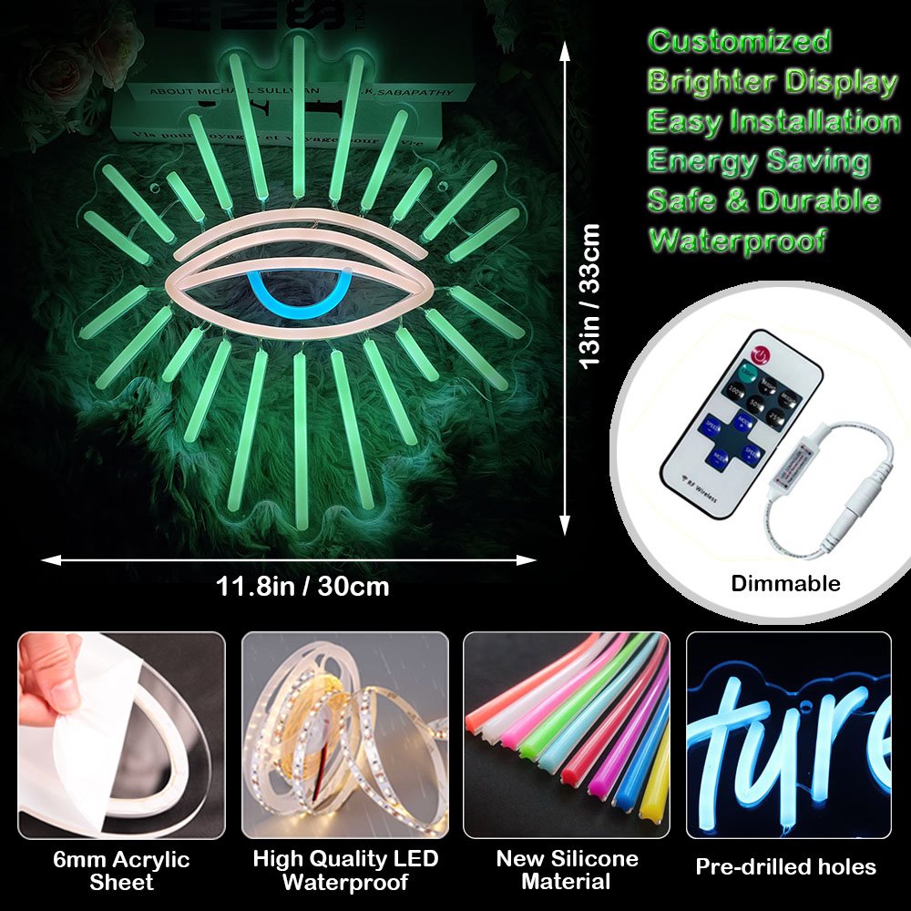 Dimming LED Powerd Neon Signs Eveil Eyes Green Goth Eyes for Man Cave Kids Room Party Decoration Plug Electronic Signs