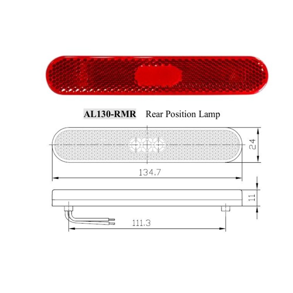 Emark ECE Approved LED Side Marker End Outline Lamps for Bus Truck 135mm 5.3 Inch AL130 Amber or Red
