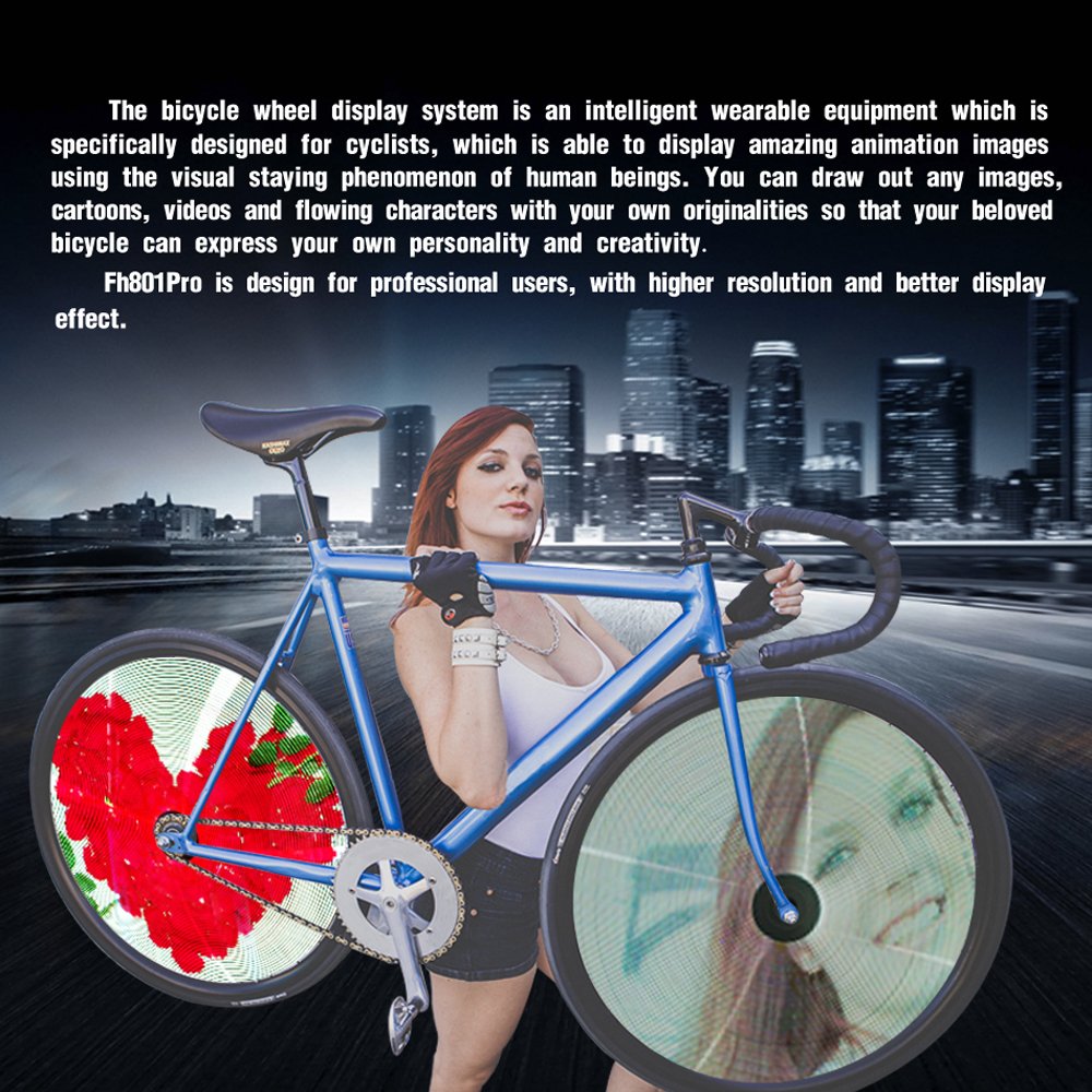 Colorful 416 LED Bike Bicycle Wheel Video Light IP67 Waterproof Bike Wheel Spoke Light FH801 Pro