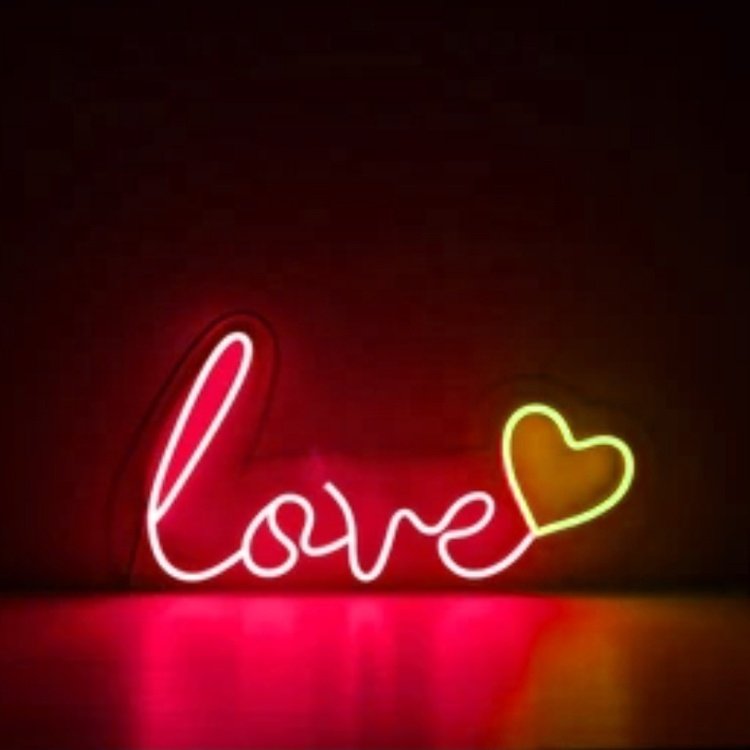 Personalized LED Neon Sign love with Heart Business Logo LED Neon Sign Light Valentine love Light for Party Wall Decoration