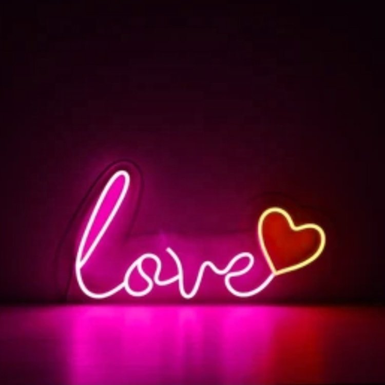 Personalized LED Neon Sign love with Heart Business Logo LED Neon Sign Light Valentine love Light for Party Wall Decoration