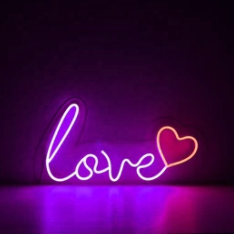 Personalized LED Neon Sign love with Heart Business Logo LED Neon Sign Light Valentine love Light for Party Wall Decoration