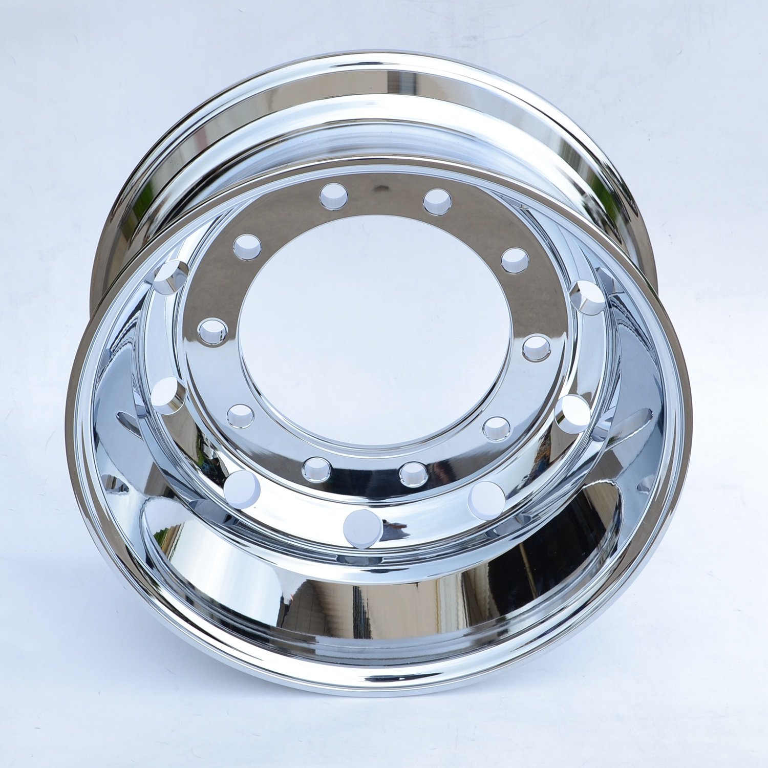 22.5x9.00 Inch 10x285mm Hub Mirror Polish Chrome Flat Face Front Truck Wheel and Rim Forged Alloy Wheel