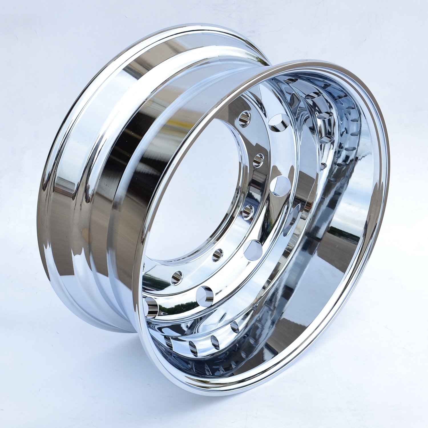 22.5x9.00 Inch 10x285mm Hub Mirror Polish Chrome Flat Face Front Truck Wheel and Rim Forged Alloy Wheel