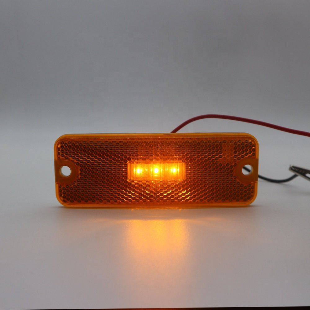 10-30V Amber Clearance Side Marker Lights with Reflex Lens 3 Led Light With Outline Side Marker for Trailer Truck RV BUS