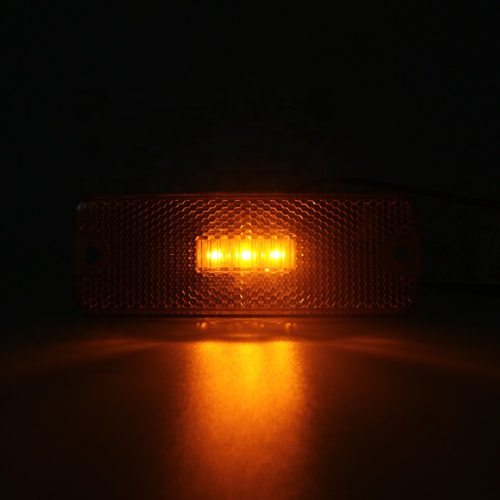 10-30V Amber Clearance Side Marker Lights with Reflex Lens 3 Led Light With Outline Side Marker for Trailer Truck RV BUS