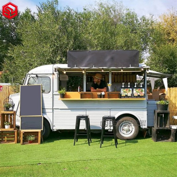 Vintage Style Street Food Truck With Full Kitchen Ice Cream Truck Mobile Kitchen Coffee Van Electric Food Truck