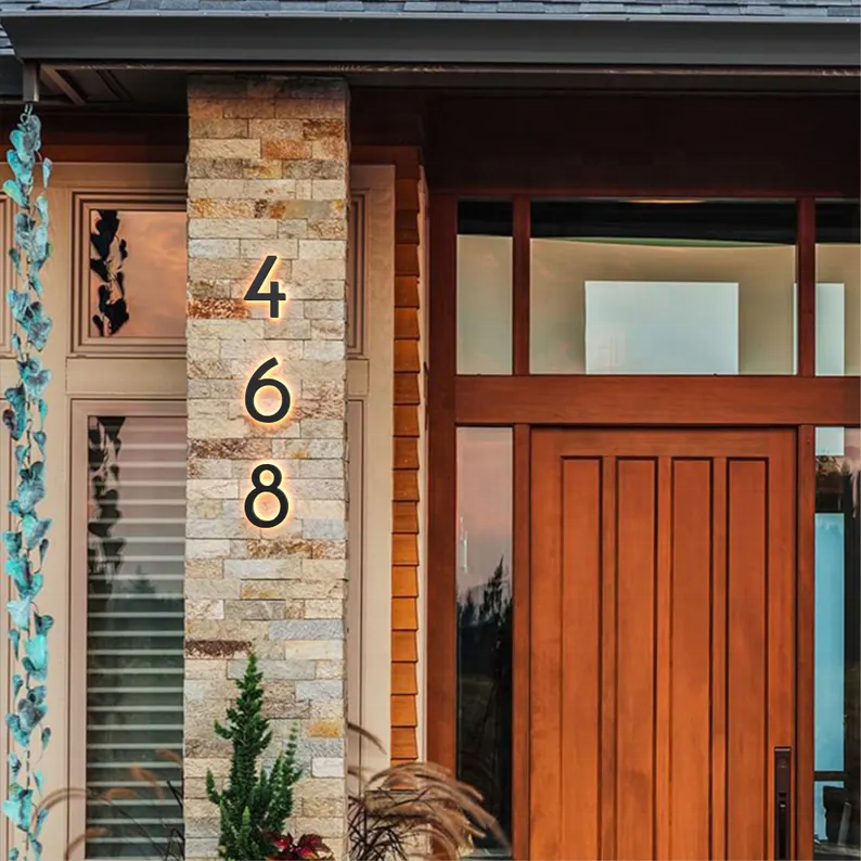 Solar-Powered LED House Numbers Easy to Install with Free Custom Design Services
