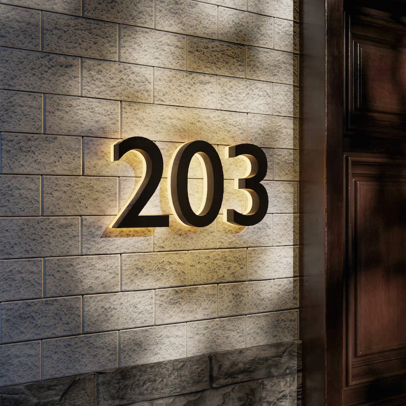 Solar-Powered LED House Numbers Easy to Install with Free Custom Design Services
