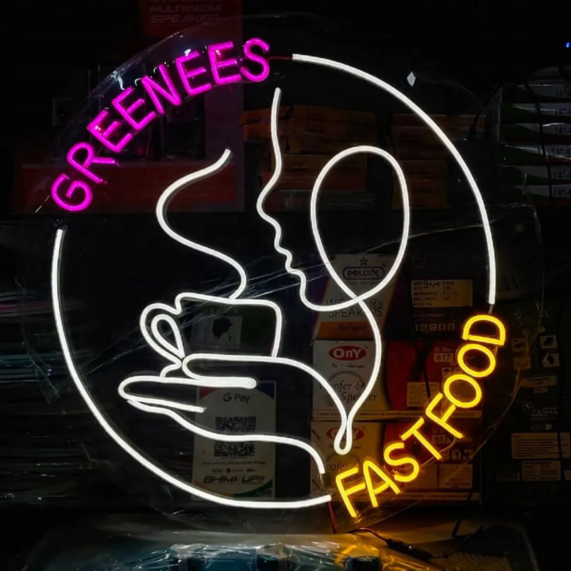 Custom Store Business logo Design Fast Food Shop Led Neon Sign Signboard Business Neon Design for Shop Wall Decoration