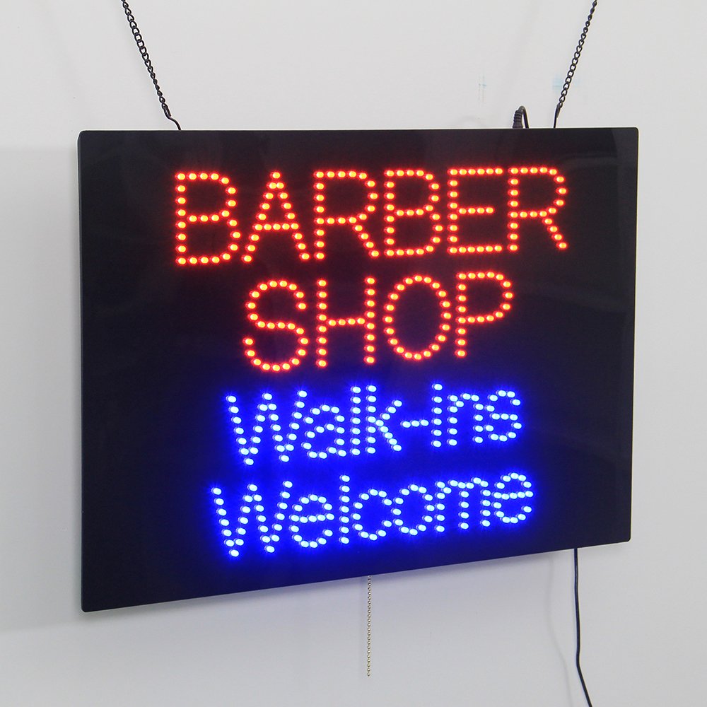 16*24" Super Bright Led BARBER SHOP Walk-ins Welcome Indoor Sign Light Flashing Advertising Open Sign for Beauty Salon Store