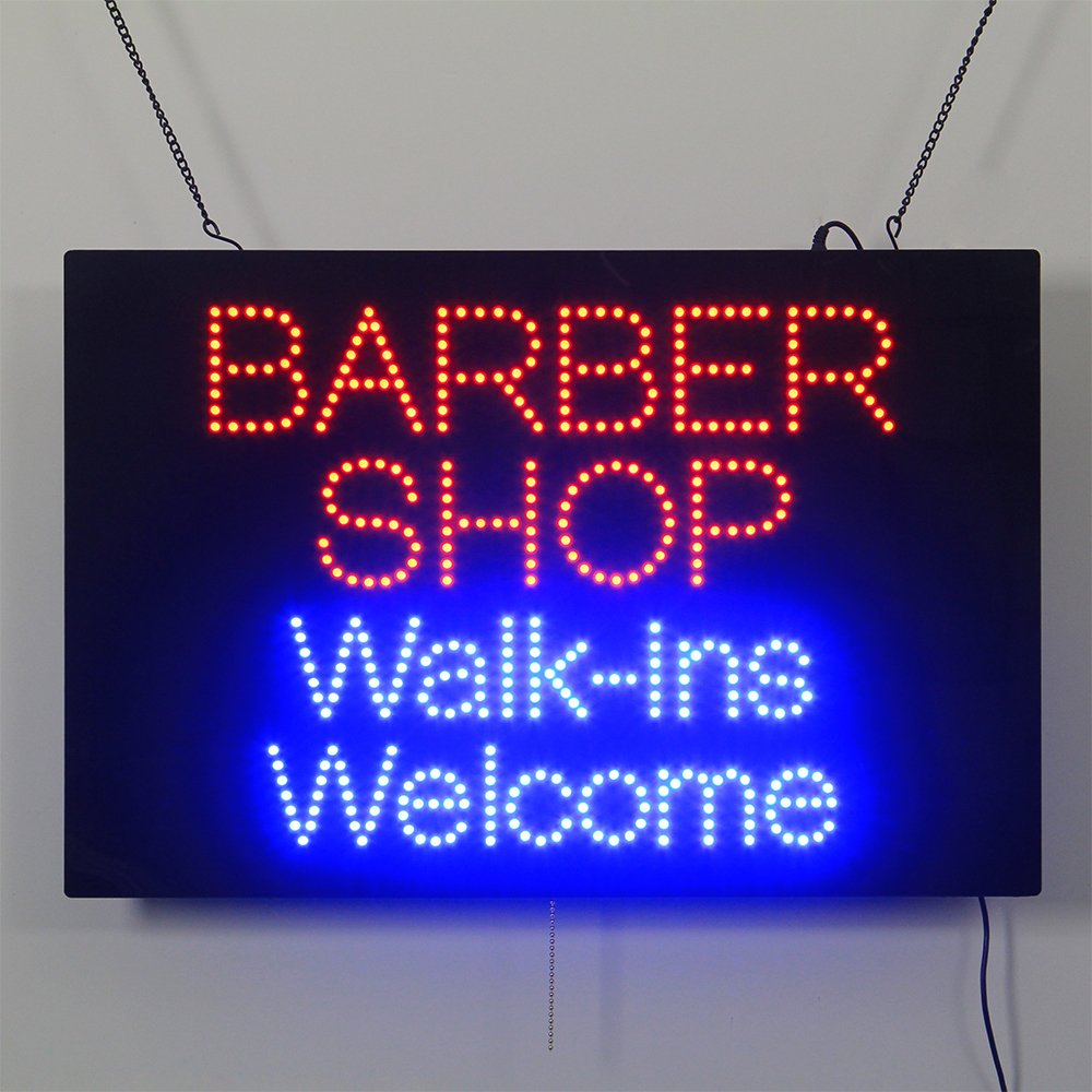 16*24" Super Bright Led BARBER SHOP Walk-ins Welcome Indoor Sign Light Flashing Advertising Open Sign for Beauty Salon Store