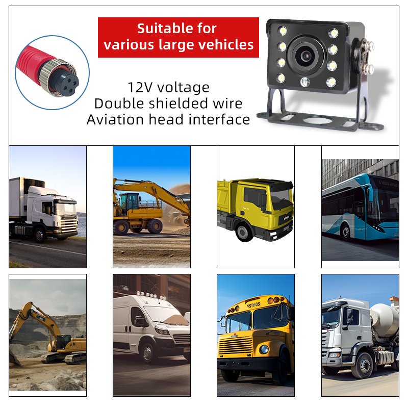 8 LED Lights Bus Reverse Camera AHD High-definition Night Vision Waterproof 180 Degree Bus Camera Truck Camera