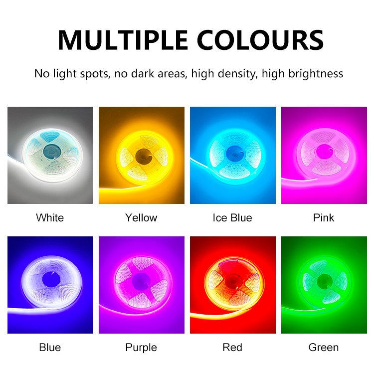 Oem Service 220v Convert Into 24v 12v 5Meter Led Cob 100w Cabinet Customization Decorative Lamp Colorful Cob Led Strip Light