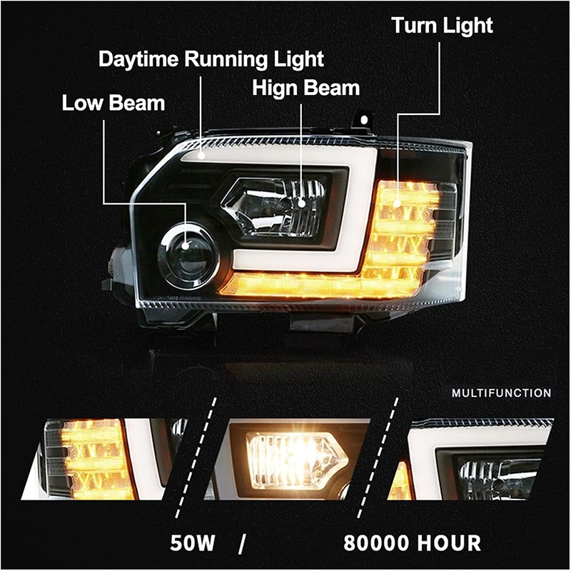 Genuine LED Daytime Lighting Headlights 12V ABS Car Daytime Running Fog Lights Turn Signal for Toyota Hiace 2014-2018