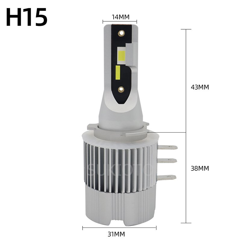 1 Set SUKIOTO GENUINE H15 LED Bulb Canbus Car Light H15 High Beam DRL Auto Headlight Lamp 6000K for Golf BMW Benz VW MK7 Mazda