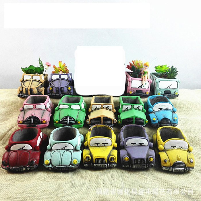Hot Retro Car Flower Pot Garden Plant Succulent Planter Desk Flower Pot Cactus Plant Pot Home Office Plant Shelves Decor