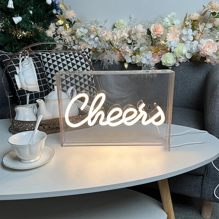 Custom Shop Decoration Solar Lamp Small Led Neon Sign Wedding Reception Tabletop Decorative LED Night Light for Table Decor