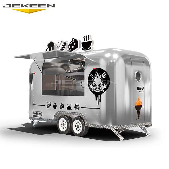 Jekeen Hot Selling Stainless Factory Price High Quanliity Street Catering Ice Cream Food Truck Trailer Mobile BBQ Food Trailer
