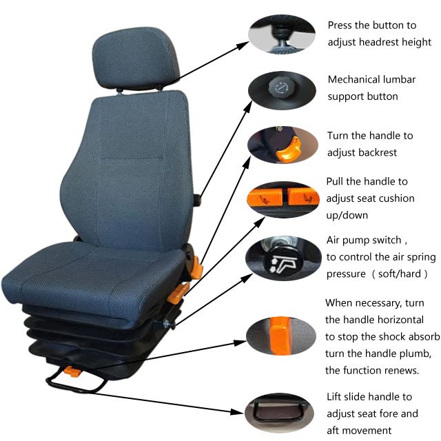 2023 New Design Freightliner Truck Seat for Sale With Mechanical Lumbar Support