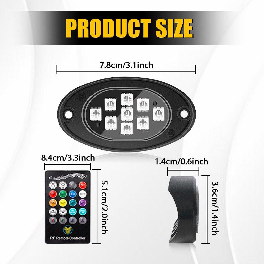 AUXITO 20Pods RGB LED Rock Lights Kit With APP/RF Remote Control Upgraded Underglow Lights Waterproof for Trucks Jeep UTV ATV