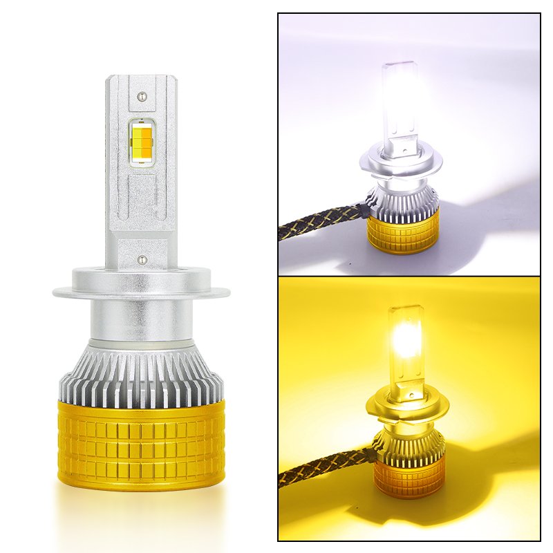 K55 Car Headlight Dual Color White+yellow 3000k 6000k Fog Lights Led H4 Canbus Led Lights for Car H11 9005 H7 Led Headlight Bulb