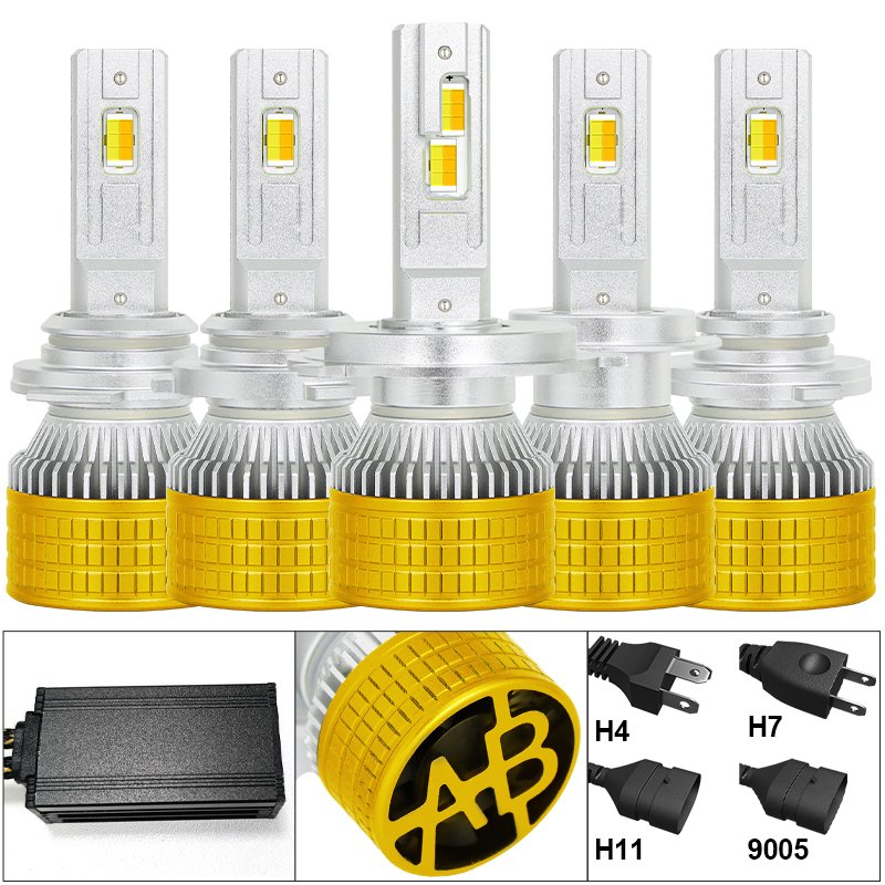 K55 Car Headlight Dual Color White+yellow 3000k 6000k Fog Lights Led H4 Canbus Led Lights for Car H11 9005 H7 Led Headlight Bulb