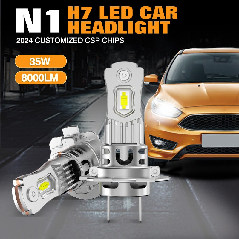 High Power N1 Series 1:1 Size With Halogen 35W H7 LED Bulb H1 H3 Car LED 3500LM Each Bulb 6000K With Fan design
