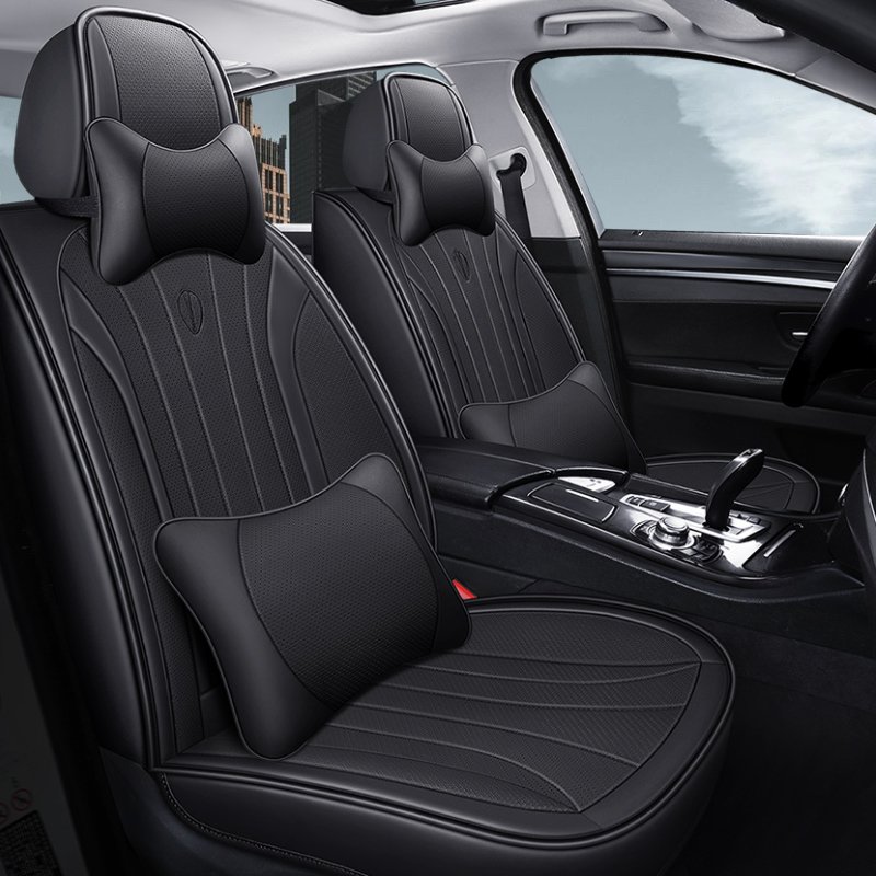 Leather Car Seat Covers, Faux Leatherette Automotive Vehicle Cushion Cover for Cars SUV Pick-up Truck Universal Fit Set for Auto