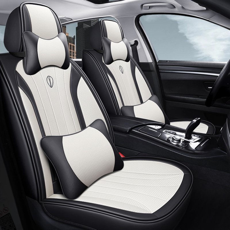 Leather Car Seat Covers, Faux Leatherette Automotive Vehicle Cushion Cover for Cars SUV Pick-up Truck Universal Fit Set for Auto