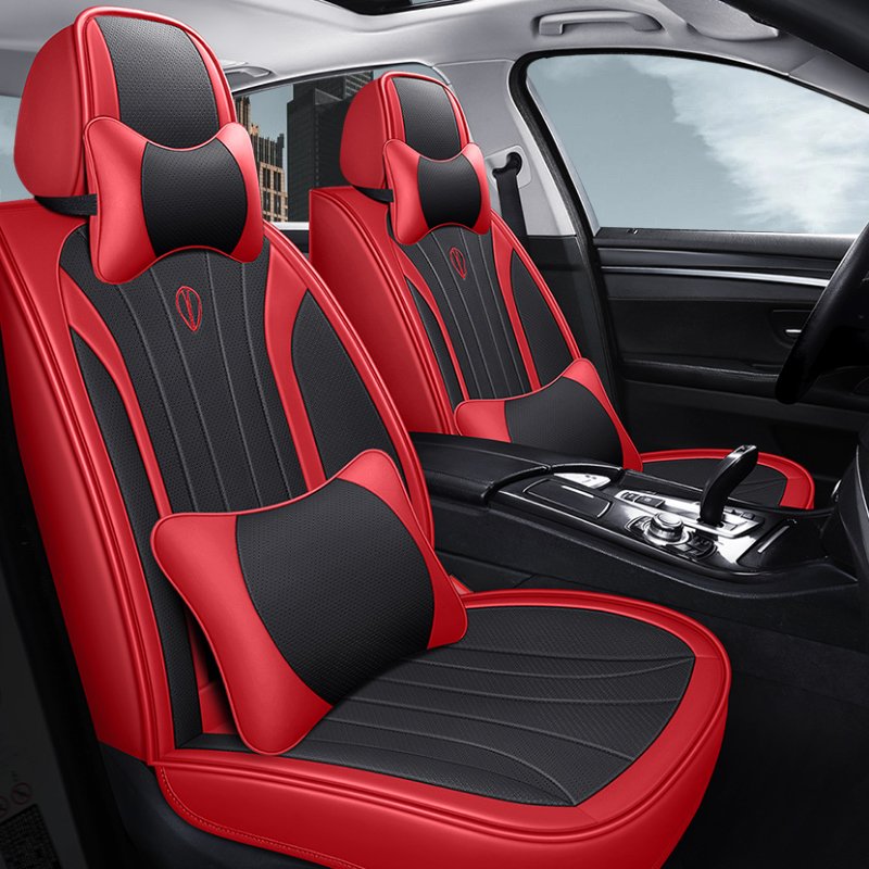 Leather Car Seat Covers, Faux Leatherette Automotive Vehicle Cushion Cover for Cars SUV Pick-up Truck Universal Fit Set for Auto