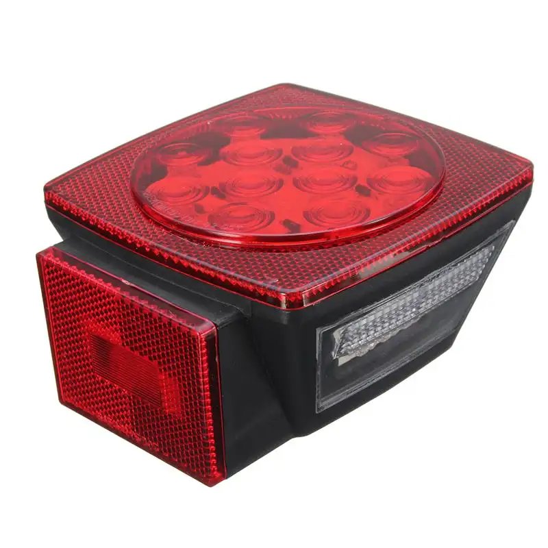 12V Waterproof Square Trailer Light Red LED Stop Turn Tail License Brake Running Lamp for Trailers Boat Truck Marine Camper RV