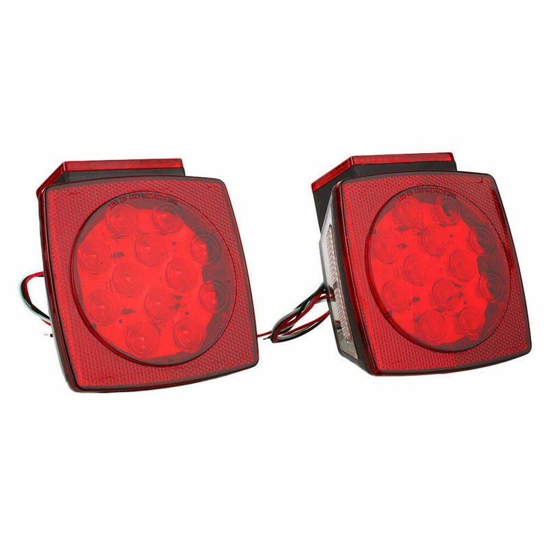 12V Waterproof Square Trailer Light Red LED Stop Turn Tail License Brake Running Lamp for Trailers Boat Truck Marine Camper RV