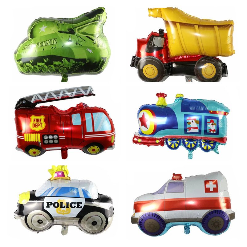 New Train Aluminum Film Balloon Tank Police Car Fire Engine Ambulance School Bus Vehicle Aluminum Foil Balloon