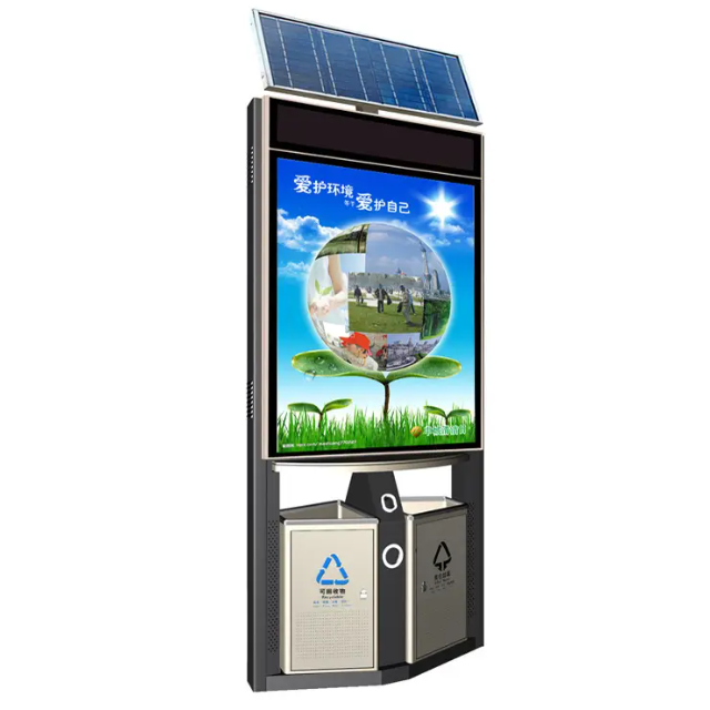 City Project Sample Customized Street Bus Stop Free Standing Double Side Advertising Scrolling Mupi LED Light Box Trash Bin