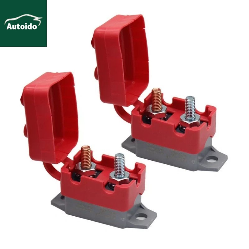 12V-24V Automatic Reset Circuit Breaker Current Overload Protector with Cover Stud Bolt for Battery Chargers Buses Trucks Marine
