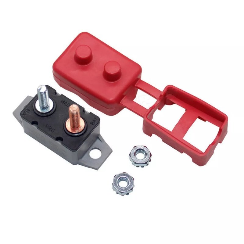 12V-24V Automatic Reset Circuit Breaker Current Overload Protector with Cover Stud Bolt for Battery Chargers Buses Trucks Marine