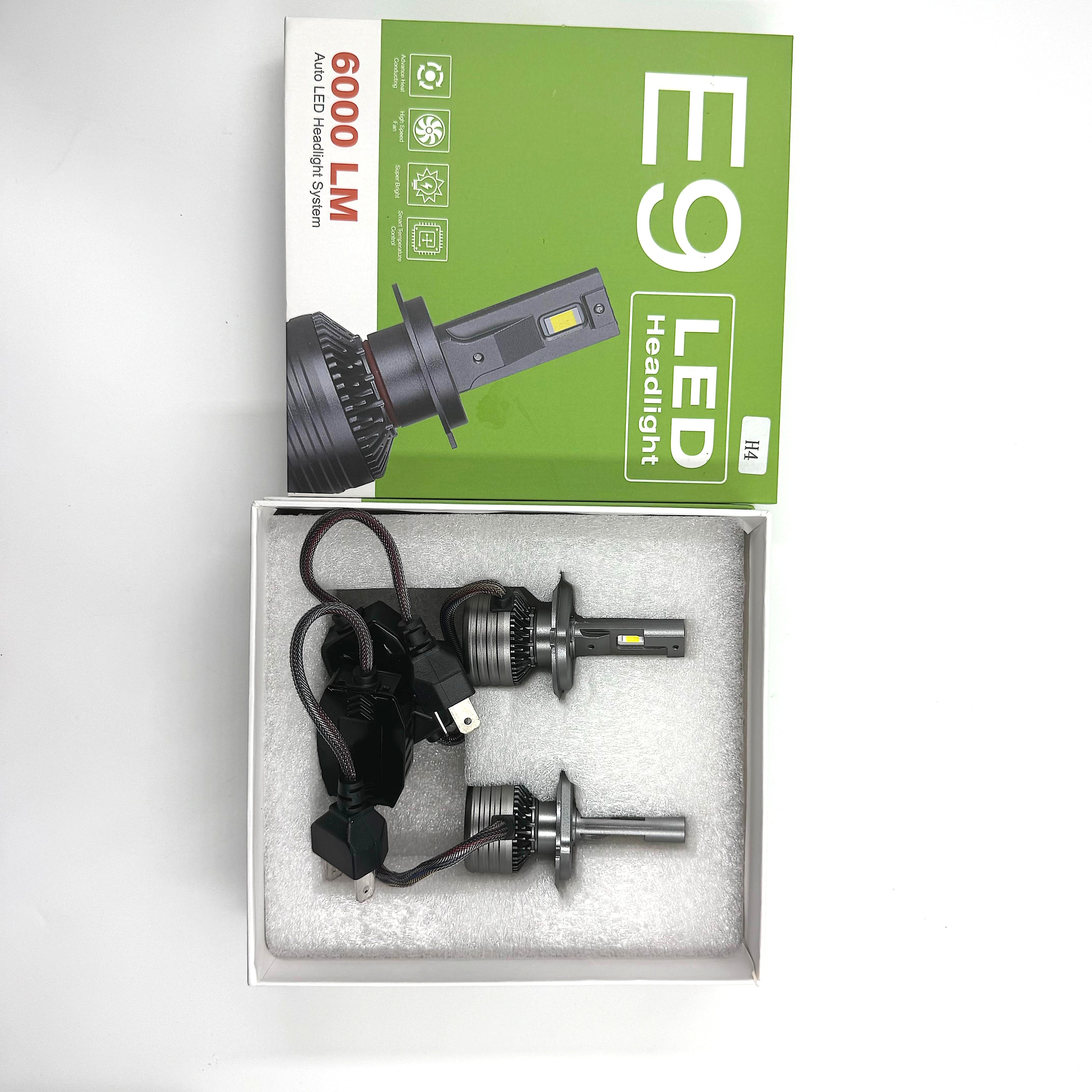 E9 30000 lm High-power 120W H4 Led Lamp Single Copper Tube Led Lights for Car Led Headlight Bulb 6000K