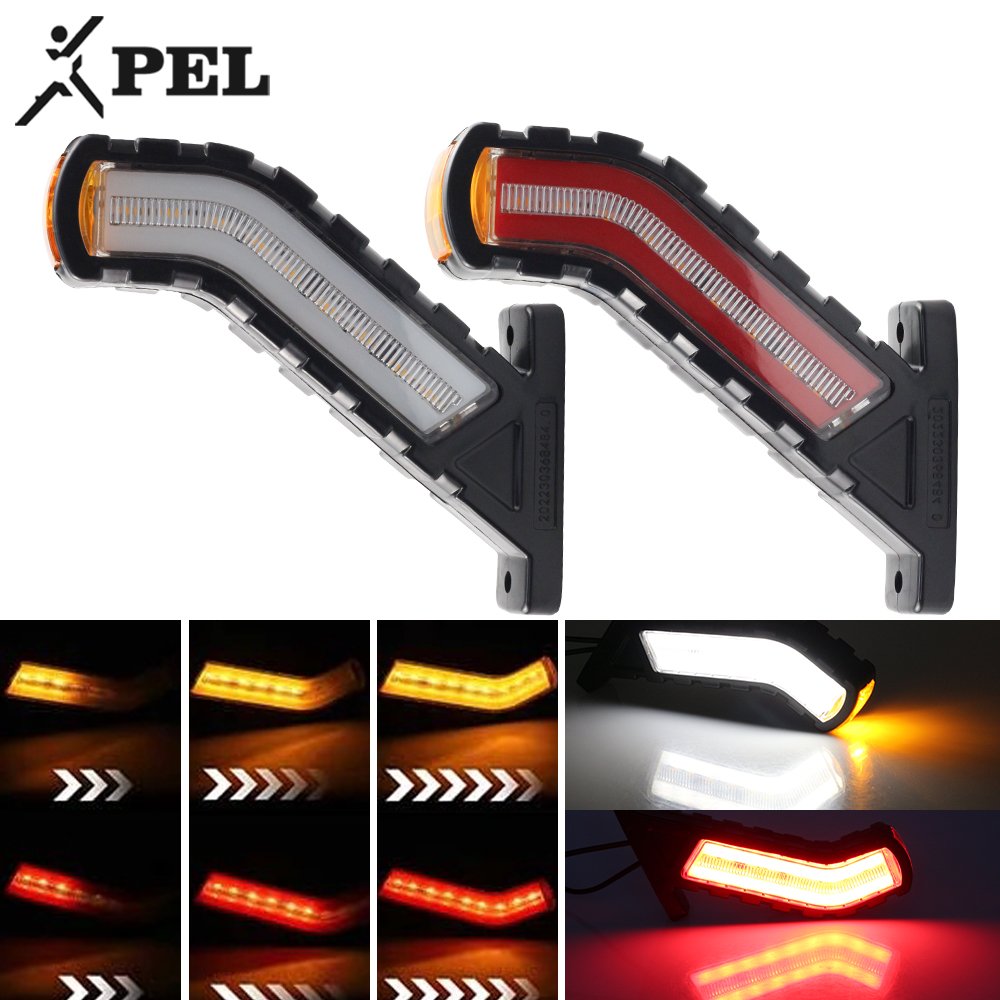 PEL New Design Led Rear Truck Traffic Trailer Side Marker Light Outline Marker Front Rear Side Position Flow Turn 12V 24V