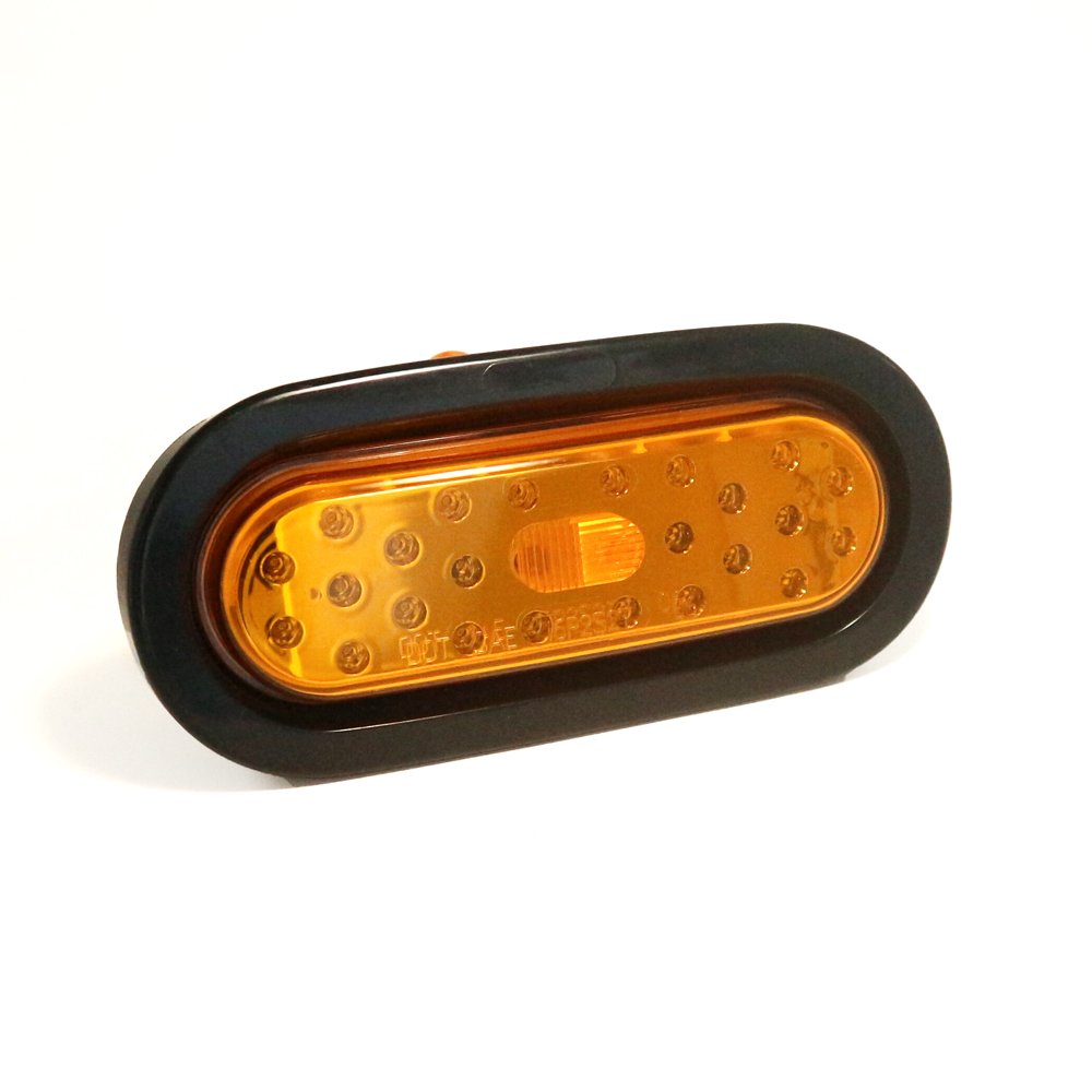 12V Oval Amber 6 Inch 26 Piranha Chips Truck LED Brake Light Stop Light Backup Reverse Tail Lights for Trailer Boat Lorry
