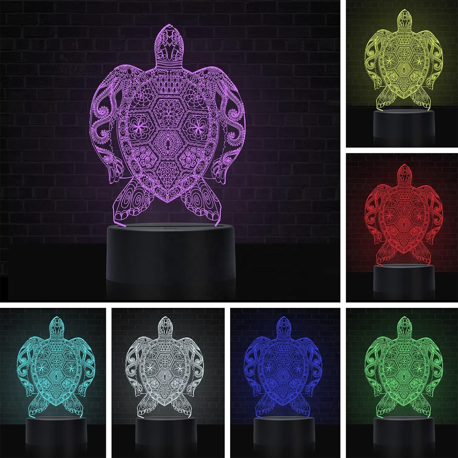 Modern RGB Acrylic 3D Turtle Night 3d Acrylic Light Light New LED Optical Illusion Lamp for Advertising for Companies and Malls