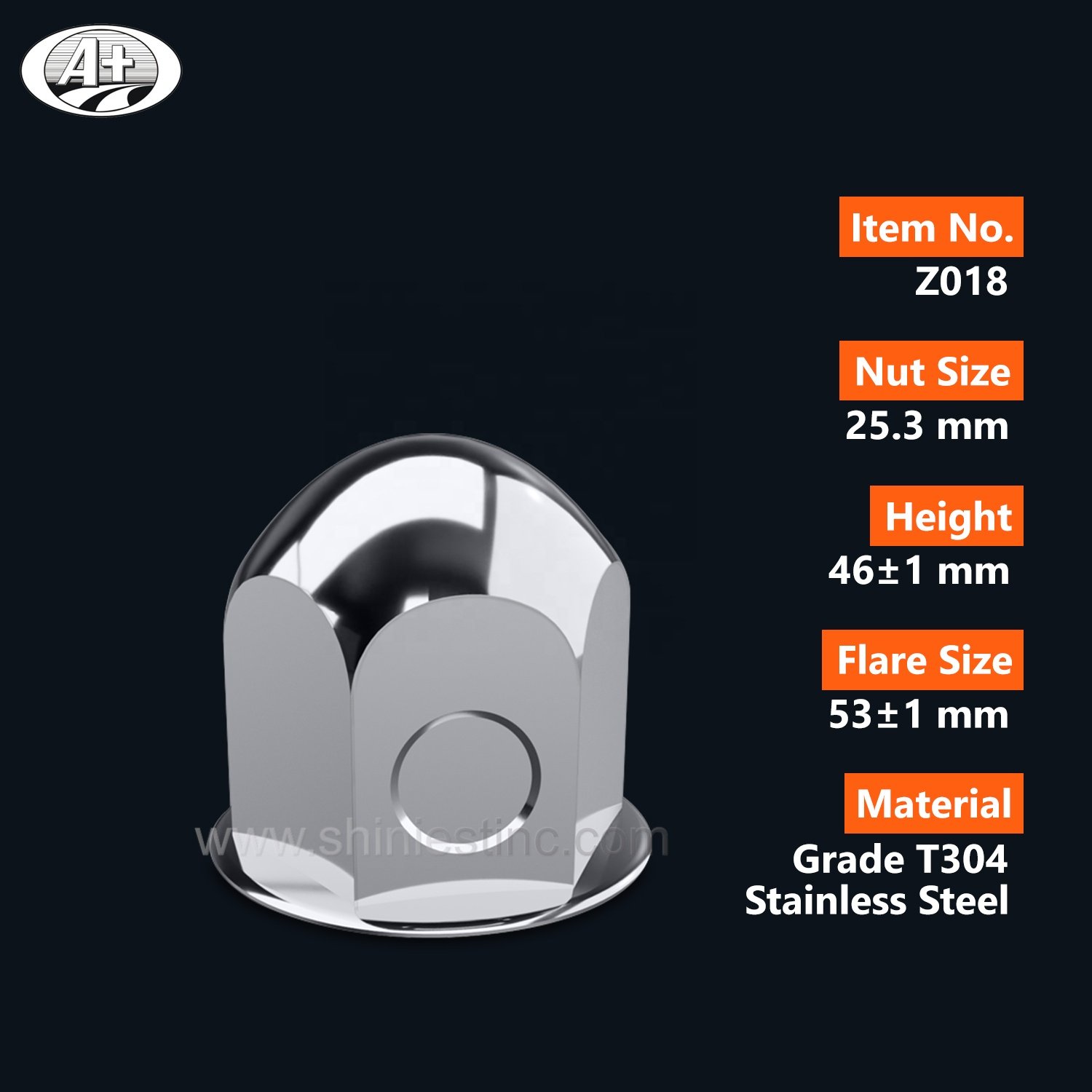 Stainless Steel 25.3mm Nuts Cover for Truck and Car Wheels