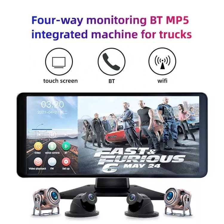 IP68 Waterproof Car Monitor Screen 10.36 Inch Full-Touch Car DVD Player Truck Bus Camera System