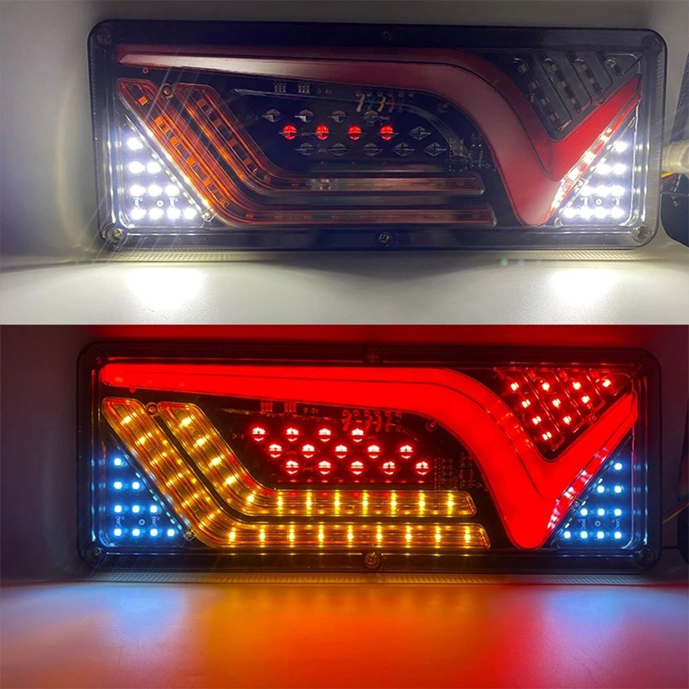 12/24V Dynamic LED Truck Tail Light Turn Signal Rear Brake Lights Reverse Signal Lamp Trailer Lorry Bus Camper Caravan