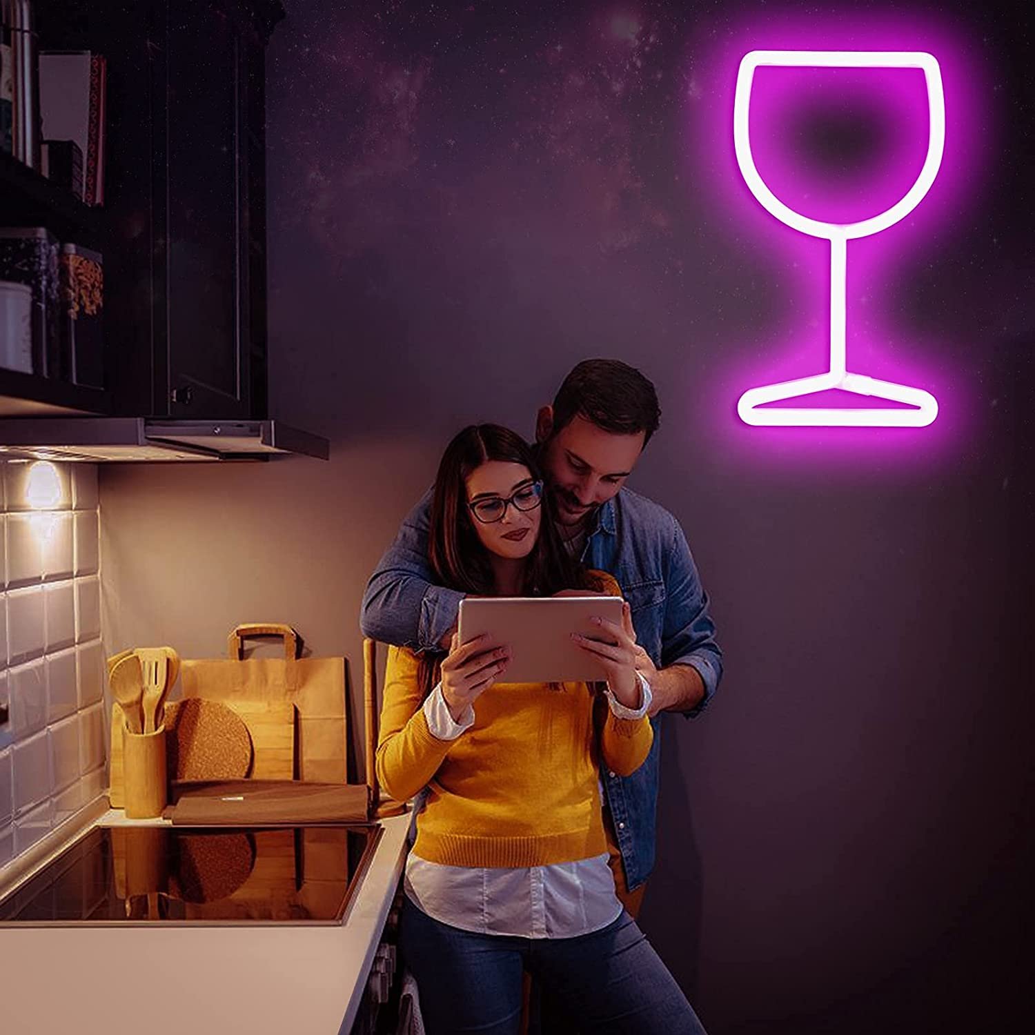 Custom Pink Wine Glass LED Neon Light Sign for Wall Decoration Party Bedroom Living Room Decor Wine Cellar Bar Neon